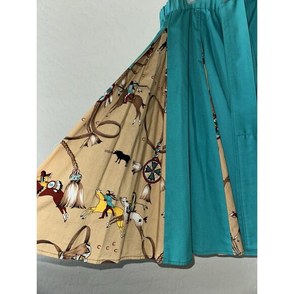 VTG square dance Circle‎ Skirt Native American Theme Inlaid Panel with Belt M - Picture 3 of 7